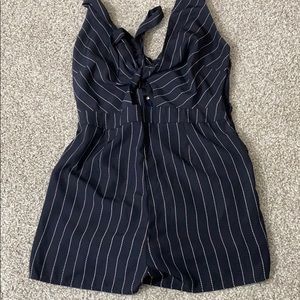 Blue striped peep hole romper